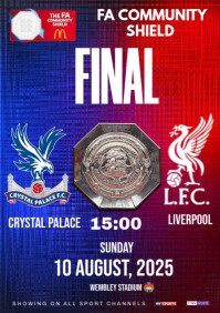 Red Joyful Fa Cup Community Shield Final Crystal Palace Vs Liverpool  A4 template