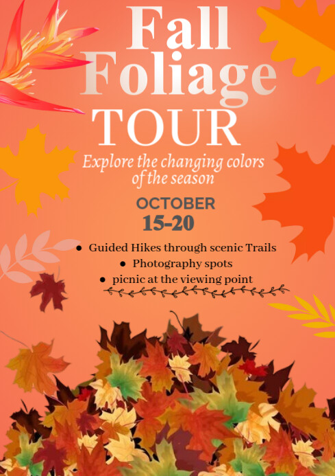 Red Joyful Fall Foliage Tour A1 Template | PosterMyWall