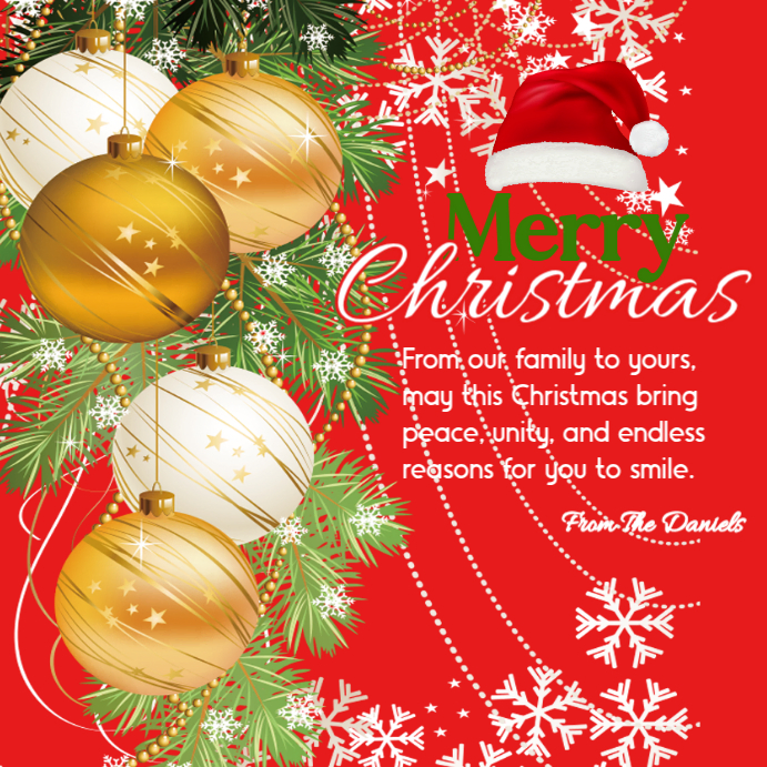 Red Joyful Family Christmas Wishes Instagram Post Template | PosterMyWall