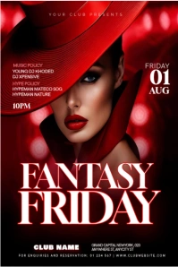 Red Joyful Fantasy Friday  Pinterest Graphic template