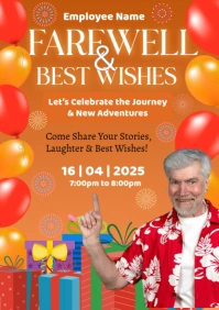 Red Joyful Farewell And Best Wishes A1 template