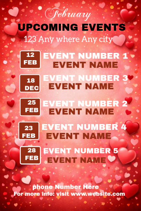 Plantilla de Red Joyful February Event Schedule Poster Pinterest ...
