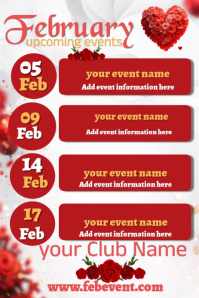 Red Joyful February Upcoming Events Flyer Pinterest Graphic Pinterest-Grafik template