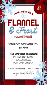 Red Joyful Flannel And Frost Holiday Party Invitation  Instagram Story template