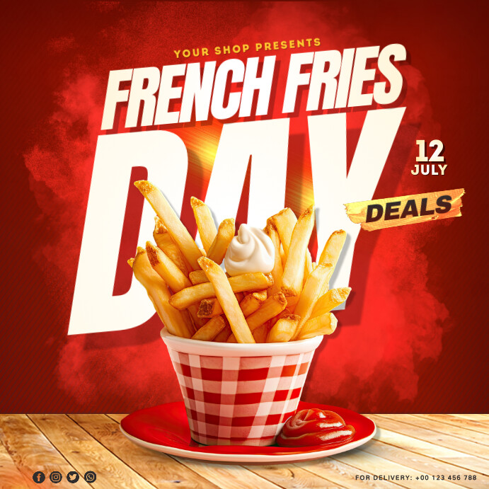 Copy of Red Joyful French Fries Day Instagram Post | PosterMyWall
