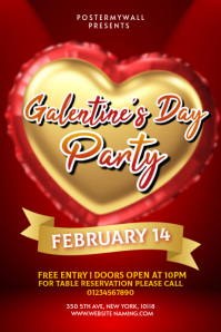 Red Joyful Galentine's Day Flyer  Pinterest Graphic template