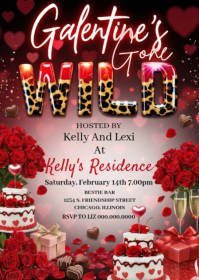 Red Joyful Galentine's Party A6 template