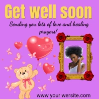 Red Joyful Get Well Soon Card Instagram Post template