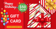 Red Birthday Gift Card Facebook Shared Image Template