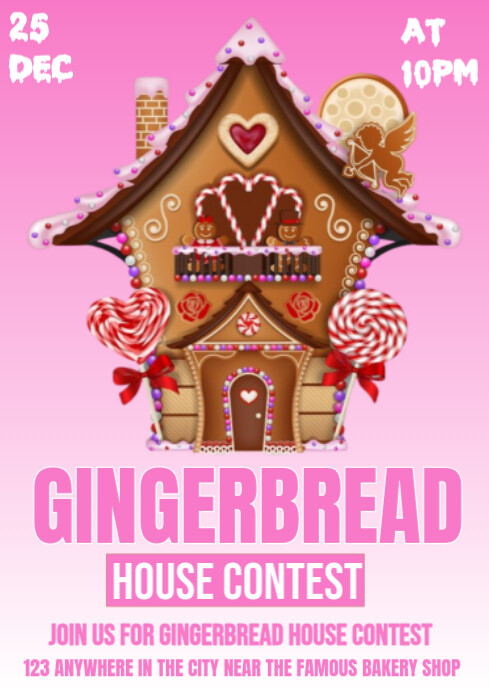Copy of Red Joyful Gingerbread House Contest A4 | PosterMyWall