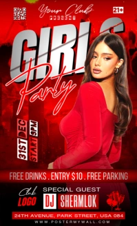 Red Joyful Girls Party  Us Legal template
