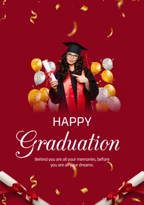 Merah Graduation Celebration A4 Templat | PosterMyWall