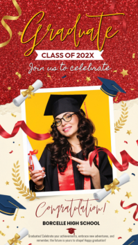 Red Joyful Graduation Celebration Instagram Story template