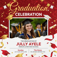 Red Joyful Graduation Celebration Square Cuadrado (1:1) template