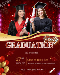 Red Joyful Graduation Party Instagram Portrait template