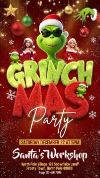 Red Joyful Grinch Mas Party Instagram Story Instagram Story template
