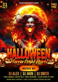 Red Joyful Halloween Horror Night Party Video A4 template