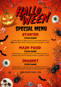 Red Halloween Menu A4 Template