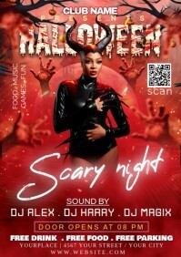 Red Joyful Halloween Party A3 template