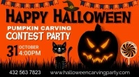 Red Joyful Halloween Pumpkin Carving Party Digital Display (16:9) template