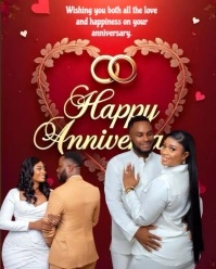 Red Joyful Happy Anniversary Celebration Instagram Portrait template