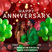 Red Joyful Happy Anniversary Instagram Post template
