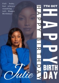 Red Joyful Happy Birthday A4 template