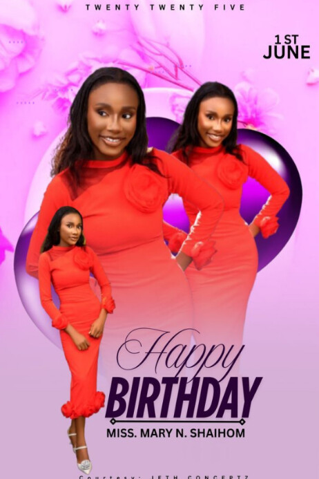 Red Joyful Happy Birthday Celebration Poster Cartaz template