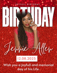 Red Joyful Happy Birthday Design Flyer (us Letter) template