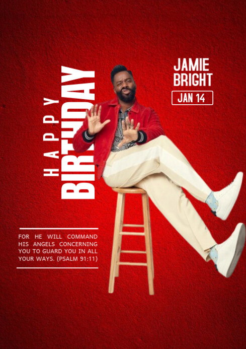 Red Joyful Happy Birthday Graphics Design  A4 template