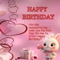 Red Joyful Happy Birthday  Logo โลโก้ template