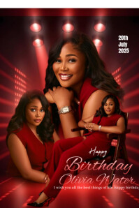 Red Joyful Happy Birthday Poster โปสเตอร์ template