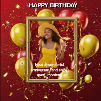 Red Joyful Happy Birthday To You Instagram Post template
