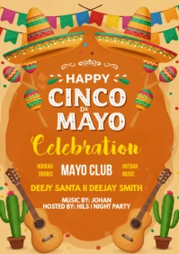 Red Joyful Happy Cinco De Mayo Party  A4 Template