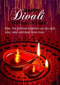 Red Joyful Happy Divali A4 template