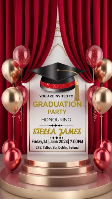 Red Joyful Happy Graduation Instagram Reel Template | PosterMyWall