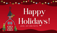 Red Joyful Happy Holidays Card Tag Etiqueta template