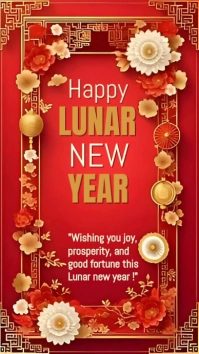 Red Joyful Happy Lunar New Year  Instagram Story template