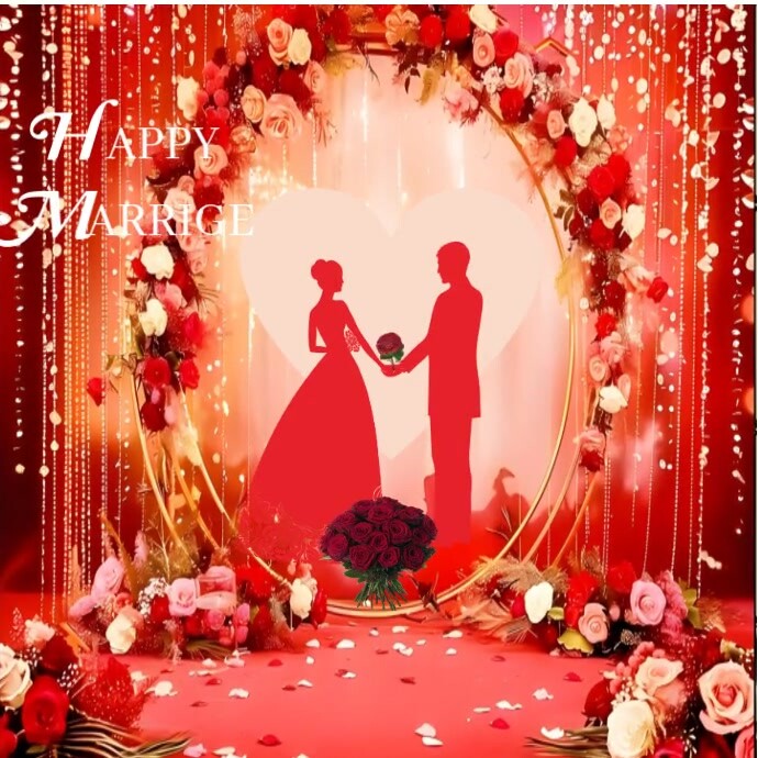 Red Joyful Happy Marige Instagram Post template