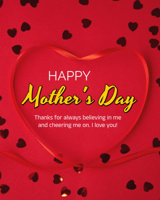 Red Joyful Happy Mother's Day Red Flyers  Instagram Portrait template