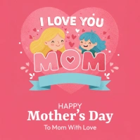 Red Joyful Happy Mothers  Instagram Post Wpis na Instagrama template