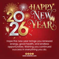 Red Joyful Happy New Year 2026 Instagram Post template