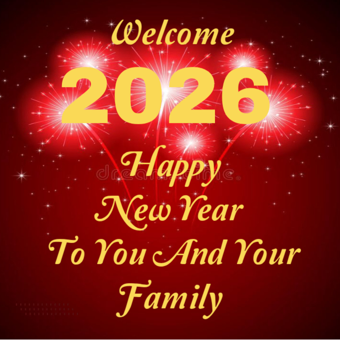 Red Joyful Happy New Year 2026 Instagram Post Template | PosterMyWall