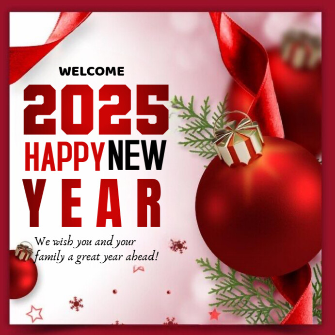 Red Joyful Happy New Year Instagram Post Template | PosterMyWall
