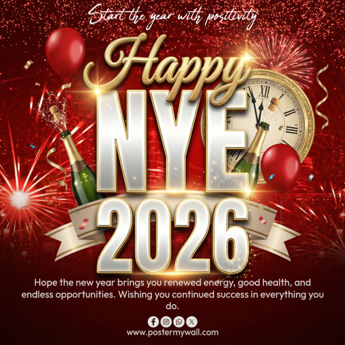 Red Joyful Happy New Year Instagram Post Template | PosterMyWall