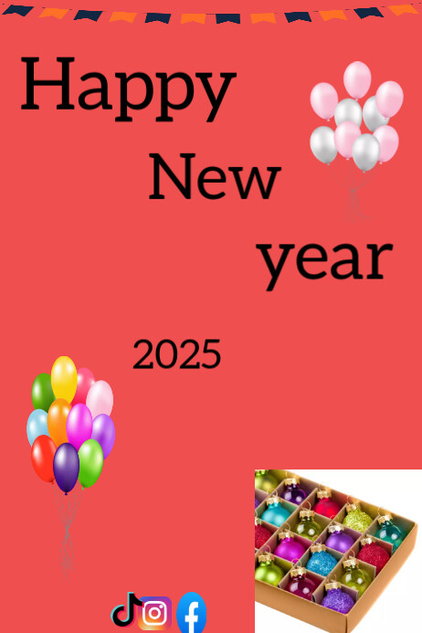 Red Joyful Happy New Year Poster Template | PosterMyWall