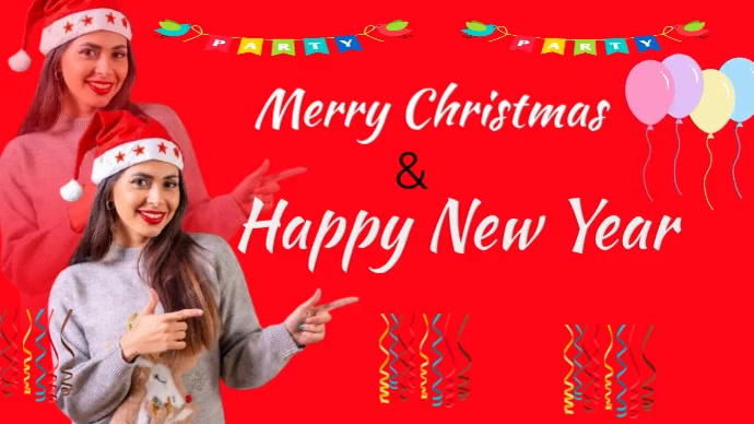 Plantilla de Red Joyful Happy New Year Youtube Thumbnail | PosterMyWall