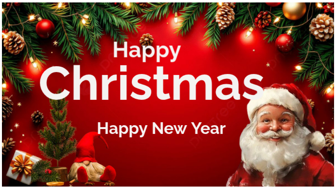 Red Joyful Happy New Year Youtube Thumbnail Template | PosterMyWall