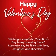 Red Joyful Happy Valentine's Day Card Wishes Design  Square (1:1) template