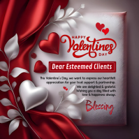 Red Joyful Happy Valentine's Day Client Appreciation Post | Elegant Business Thank You  Square (1:1) template